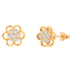 0.10ct Diamond Flower Stud Earrings in 14k Gold