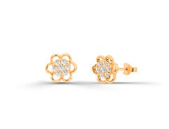 0.10ct Diamond Flower Stud Earrings in 18k Gold