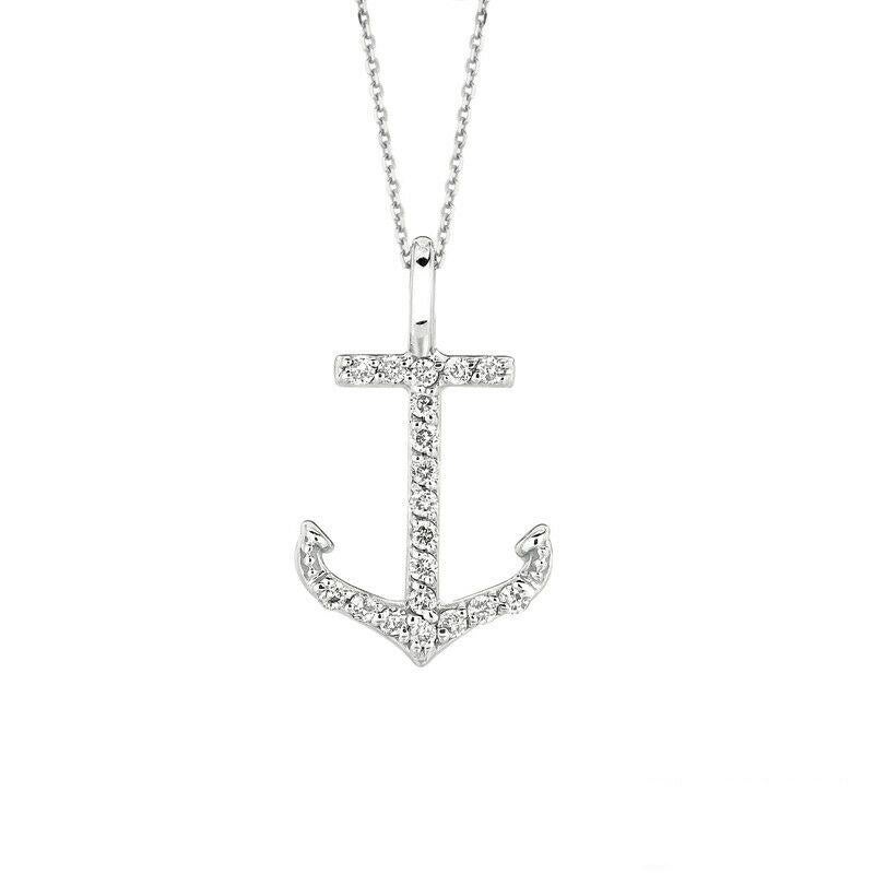 0.10 Carat Natural Diamond Anchor Necklace 14K White Gold G SI 18 inches chain

100% Natural Diamonds, Not Enhanced in any way Round Cut Diamond Necklace  
0.10CT
G-H 
SI  
5/8 inch in height, 3/8 inch in width
14K White Gold,    Pave style,   1.3