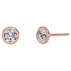 0.10 Carat TW Natural Diamond 14k Gold Bezel Setting Stud Earring
