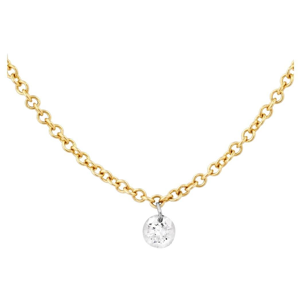 Bavna 0.10 Cts. White Floating Diamond Hanging Station Necklace in 18KT Gold For Sale