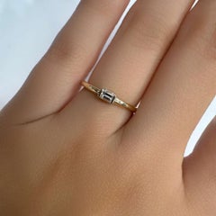 0.10 CTW Baguette Diamond Ring in 14K Gold, SI+ Bezel Set Solitaire