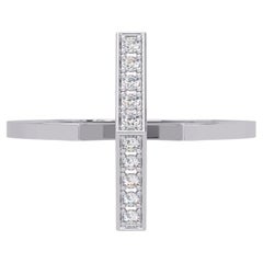 0.10 CTW Diamond Bar Ring in 14K Gold, SI1+ Vertical Pavé Band