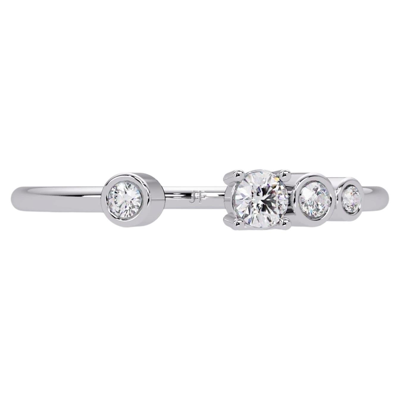 0.10 CTW Diamond Cuff Ring in 14K Gold, SI1+ Minimalist Open Band