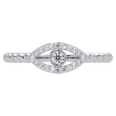 0.10 CTW Evil Eye Diamond Ring in 14K Gold, VS-SI+ Twist Rope Band