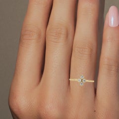 0.10 CTW Four Diamond Bezel Ring in 14K Gold, SI1+ Cluster Band