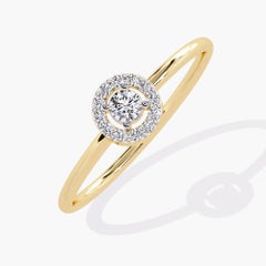 0.10 Ctw Round Halo Everyday Diamond Ring 14K Gold SI GH