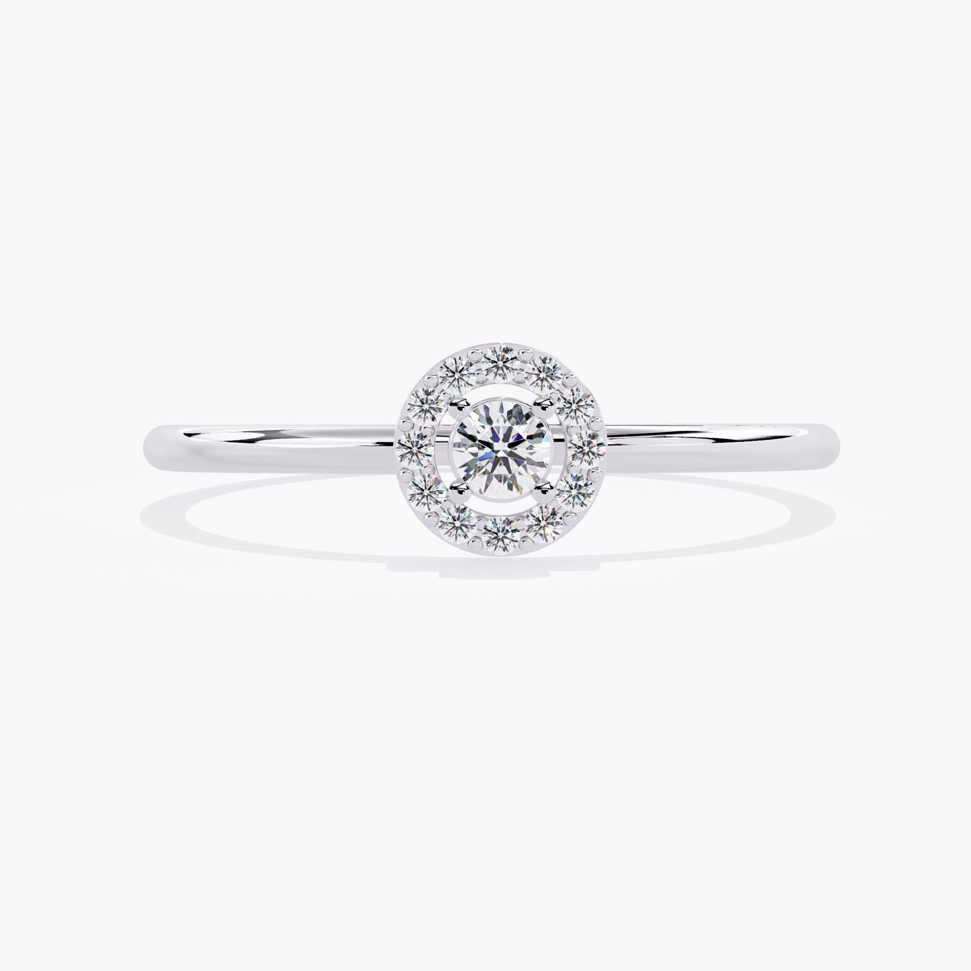 0.10 Ctw Round Halo Everyday Diamond Ring 14K Gold SI GH In New Condition For Sale In New York, NY