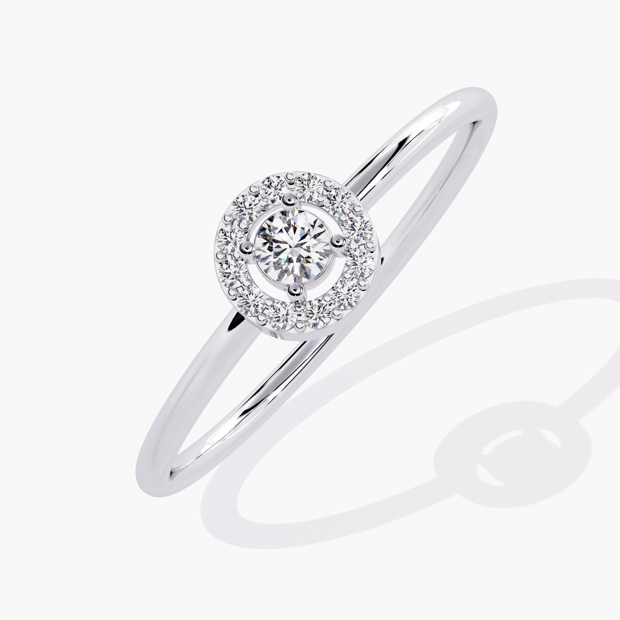 Women's 0.10 Ctw Round Halo Everyday Diamond Ring 14K Gold SI GH For Sale
