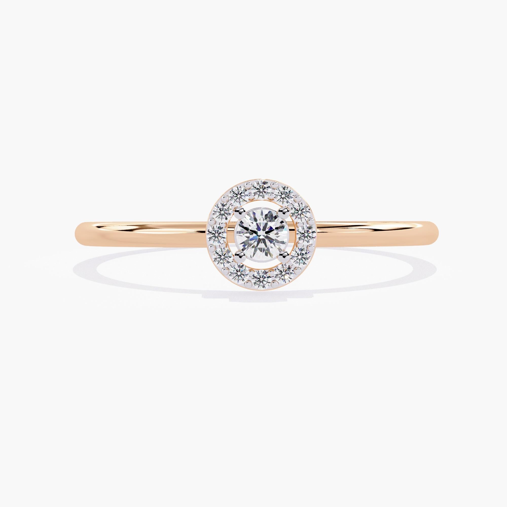 0.10 Ctw Round Halo Everyday Diamond Ring 14K Gold SI GH For Sale 1