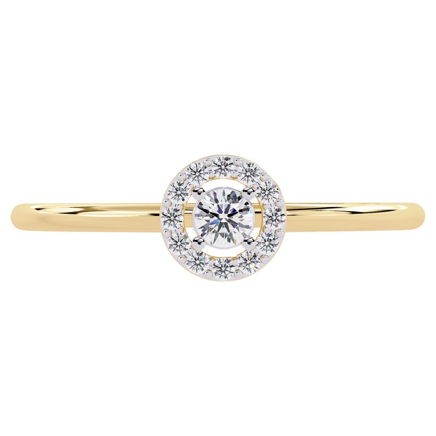 0.10 Ctw Round Halo Everyday Diamond Ring 14K Gold SI GH