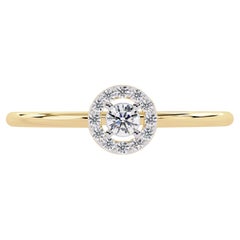 0.10 Ctw Round Halo Everyday Diamond Ring 14K Gold SI GH