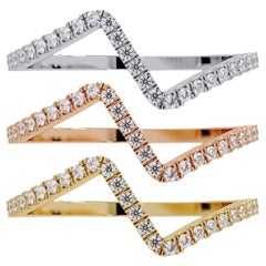 0.10 CTW Zigzag Diamond Stacking Ring in 14K Gold, SI1+ Unique Pavé Band