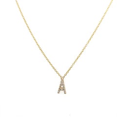 0,10 Karat Diamant-Initial-Anhänger mit Buchstabe "A" an Kette aus 9 Karat Gelbgold