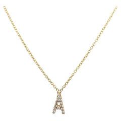 0.10ct Diamond Initial Pendant Letter "A" Set on Chain in 9ct Yellow Gold