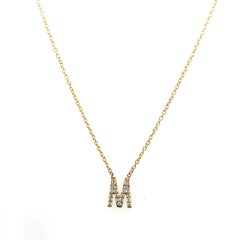 0.10ct Diamond Initial Pendant Letter "M" Set on Chain in 9ct Yellow Gold