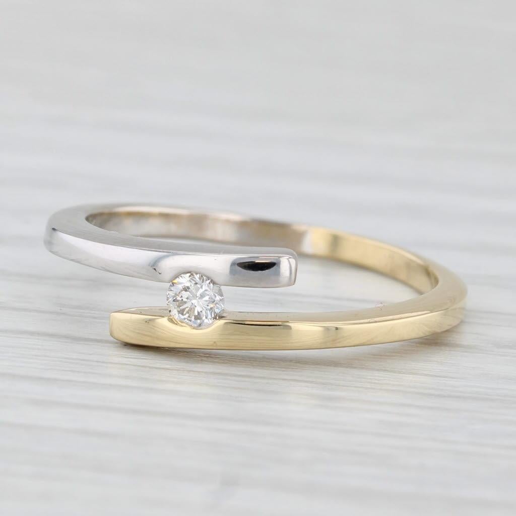 0.10ct Diamond Solitaire Bypass Ring 18k Yellow White Gold Size 7.75