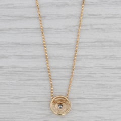 0.10ct Diamond Solitaire Pendant Necklace 18k Yellow Gold Adjustable Bead Chain