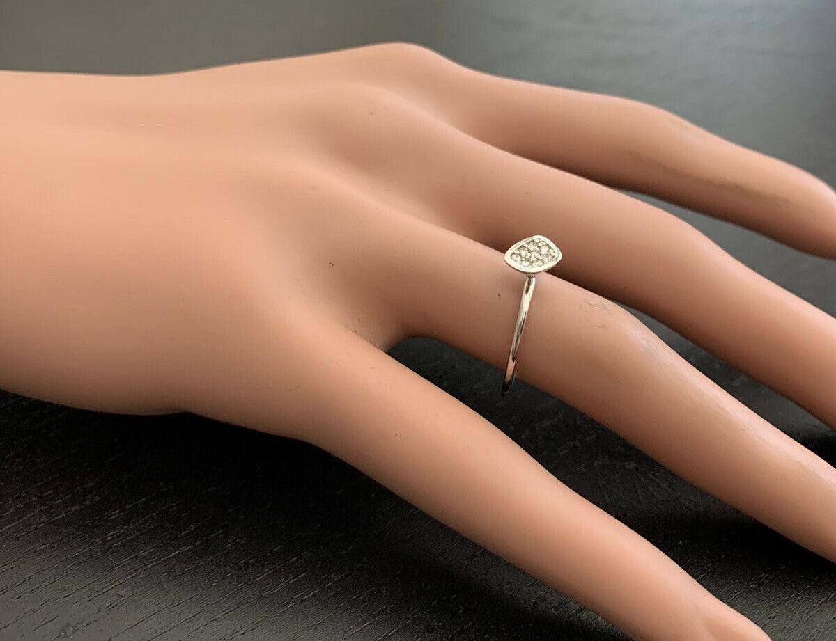 Women's 0.10 Carat Natural Diamond 14 Karat Solid White Gold Band Ring For Sale