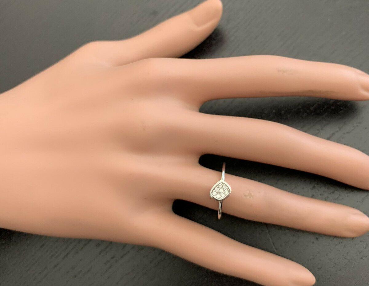 0.10 Carat Natural Diamond 14 Karat Solid White Gold Band Ring For Sale 1