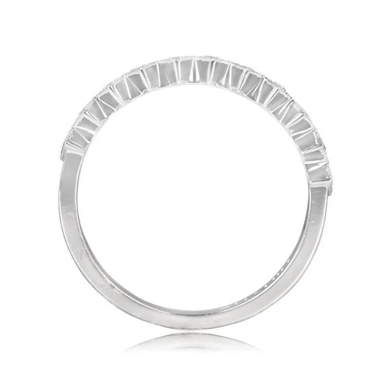 Art Deco 0.10ct Round Brilliant Cut Diamond Half Eternity Band Ring, 14k White Gold For Sale