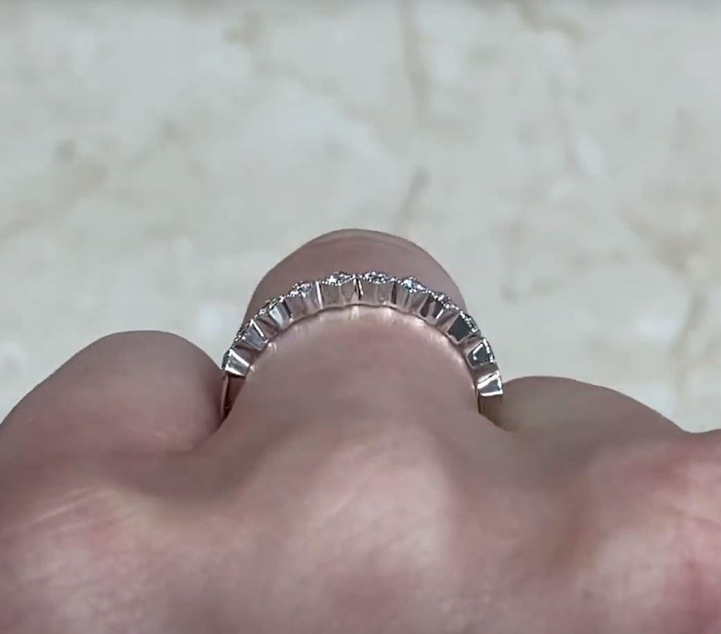 0.10ct Round Brilliant Cut Diamond Half Eternity Band Ring, 14k White Gold For Sale 2