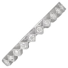 0.10ct Round Brilliant Cut Diamond Half Eternity Band Ring, 14k White Gold