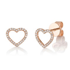 Orecchini a cuore aperto con diamanti rotondi taglio Brilliante 0,10ct