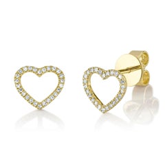 0.10ct Round Brilliant Cut Diamond Open Heart Stud Earrings