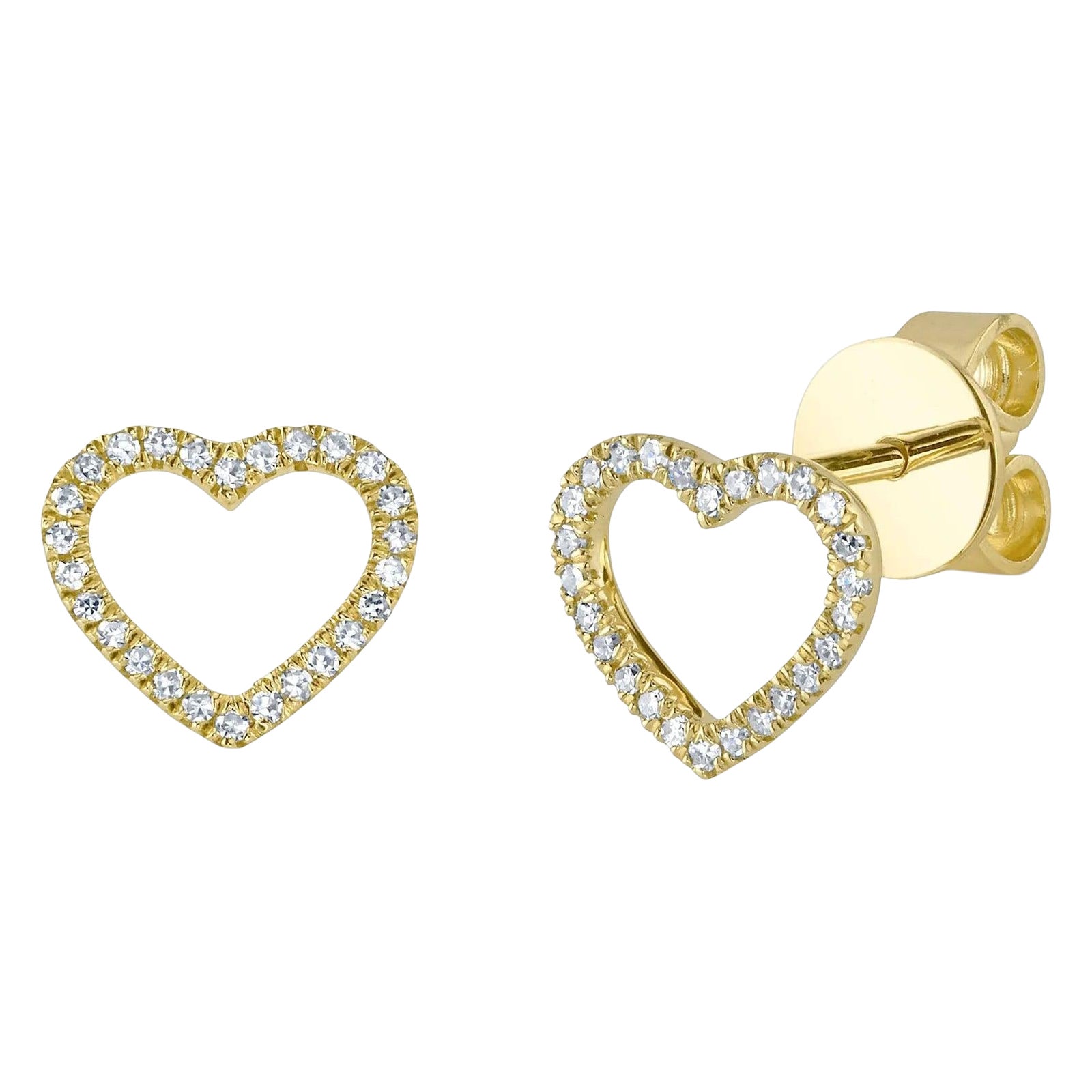 0.10ct Round Brilliant Cut Diamond Open Heart Stud Earrings im Angebot