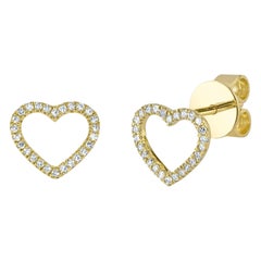0.10ct Round Brilliant Cut Diamond Open Heart Stud Earrings