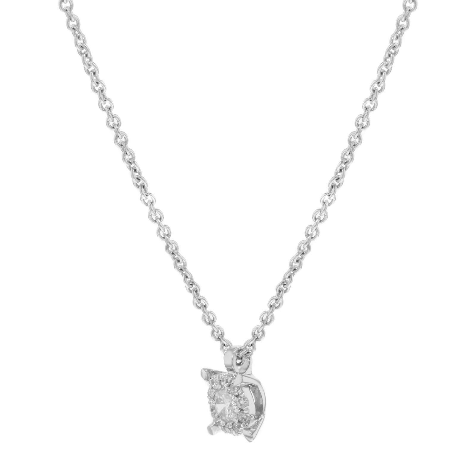 Modern 0.10Cttw Bliss by Damiani Cluster Diamond Pendant Necklace 18K White Gold For Sale