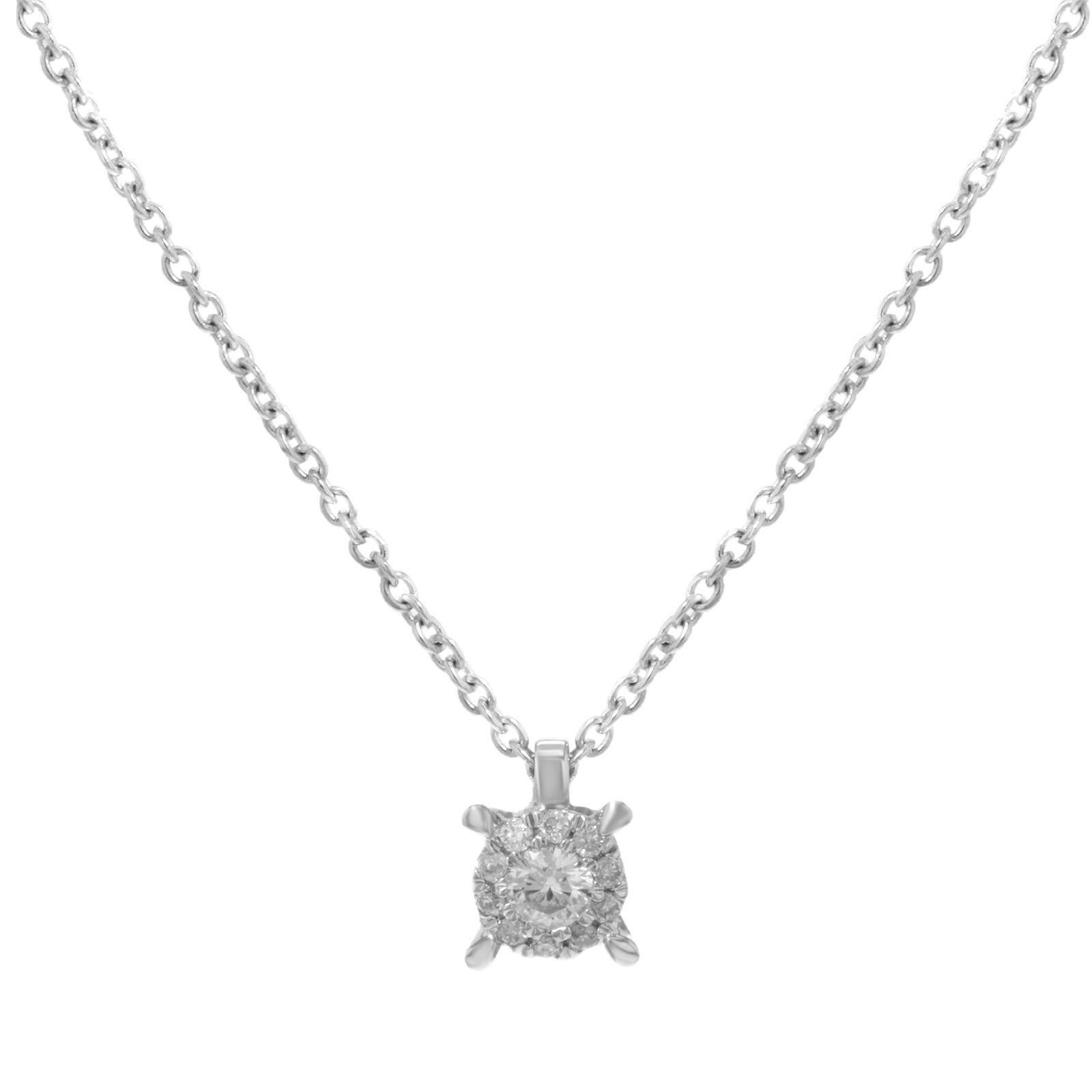 Round Cut 0.10Cttw Bliss by Damiani Cluster Diamond Pendant Necklace 18K White Gold For Sale