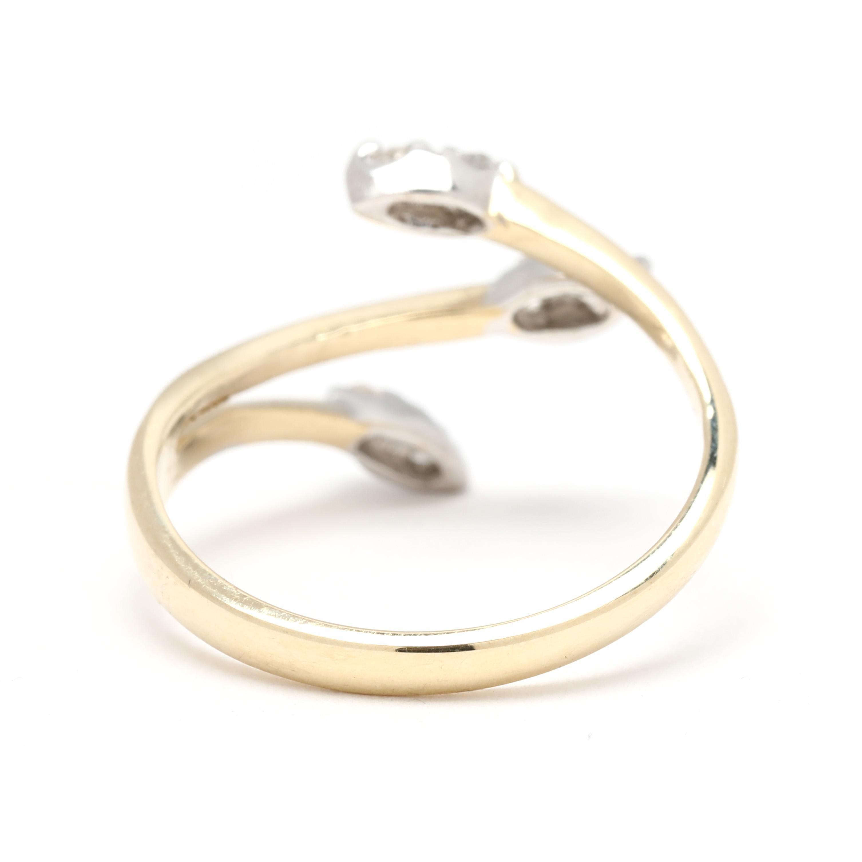 Taille simple Bague croisée avec diamants de 0,10 carat, or jaune 14 carats, taille de bague 6,25 en vente