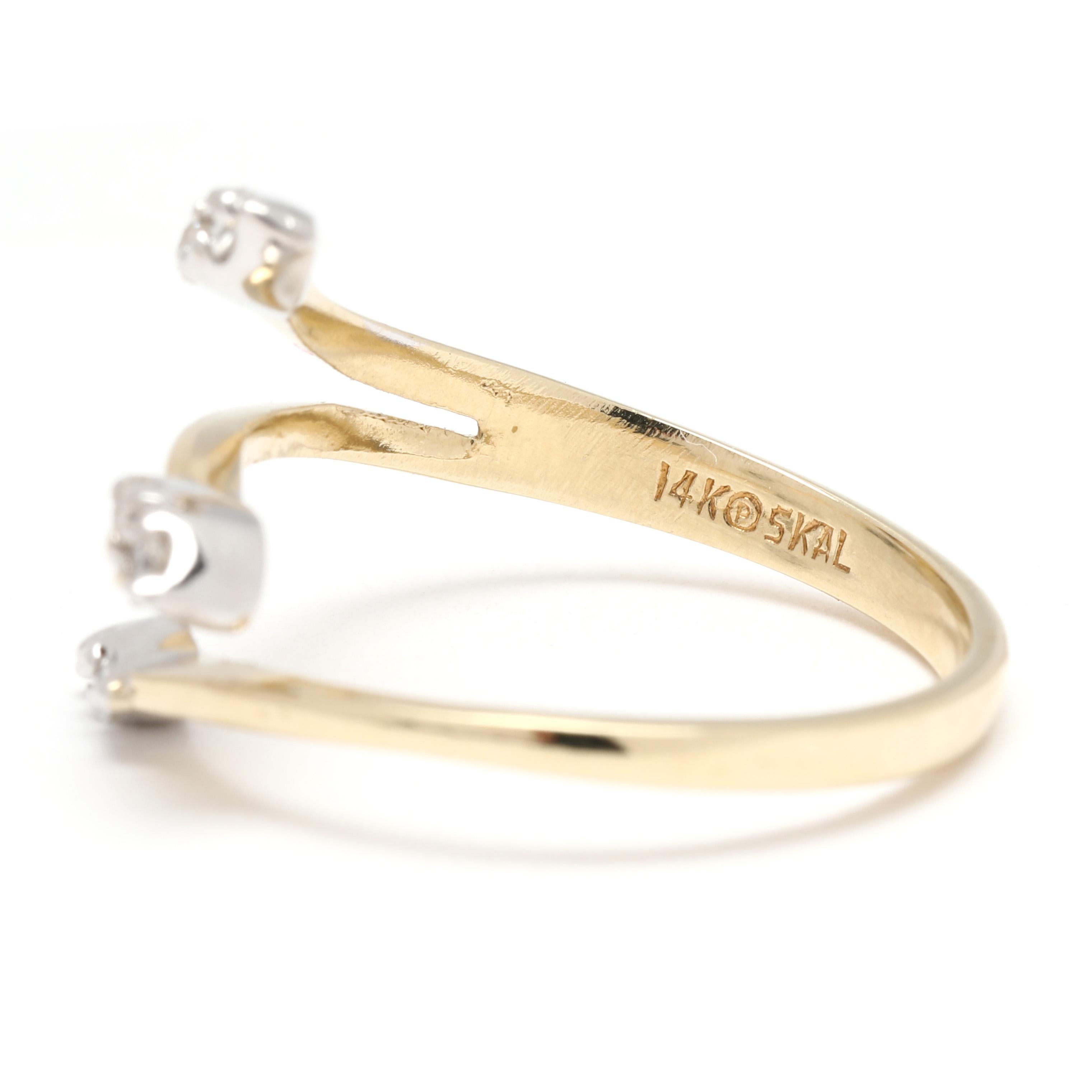 Bague croisée avec diamants de 0,10 carat, or jaune 14 carats, taille de bague 6,25 Unisexe en vente