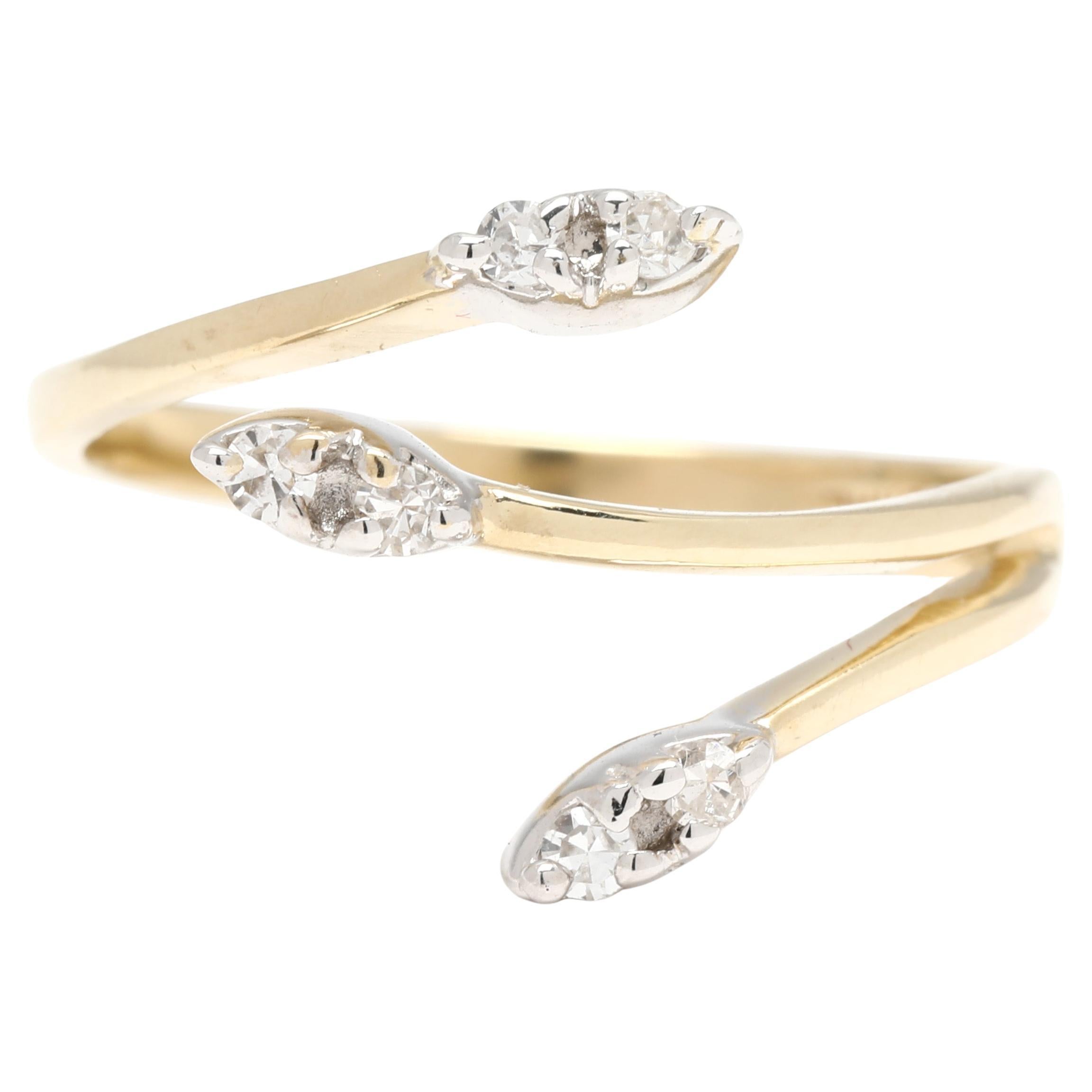 Bague croisée avec diamants de 0,10 carat, or jaune 14 carats, taille de bague 6,25