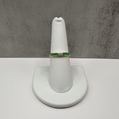 0.10ctw Diamond Enamel Ring 14K Yellow Gold Green Size 7