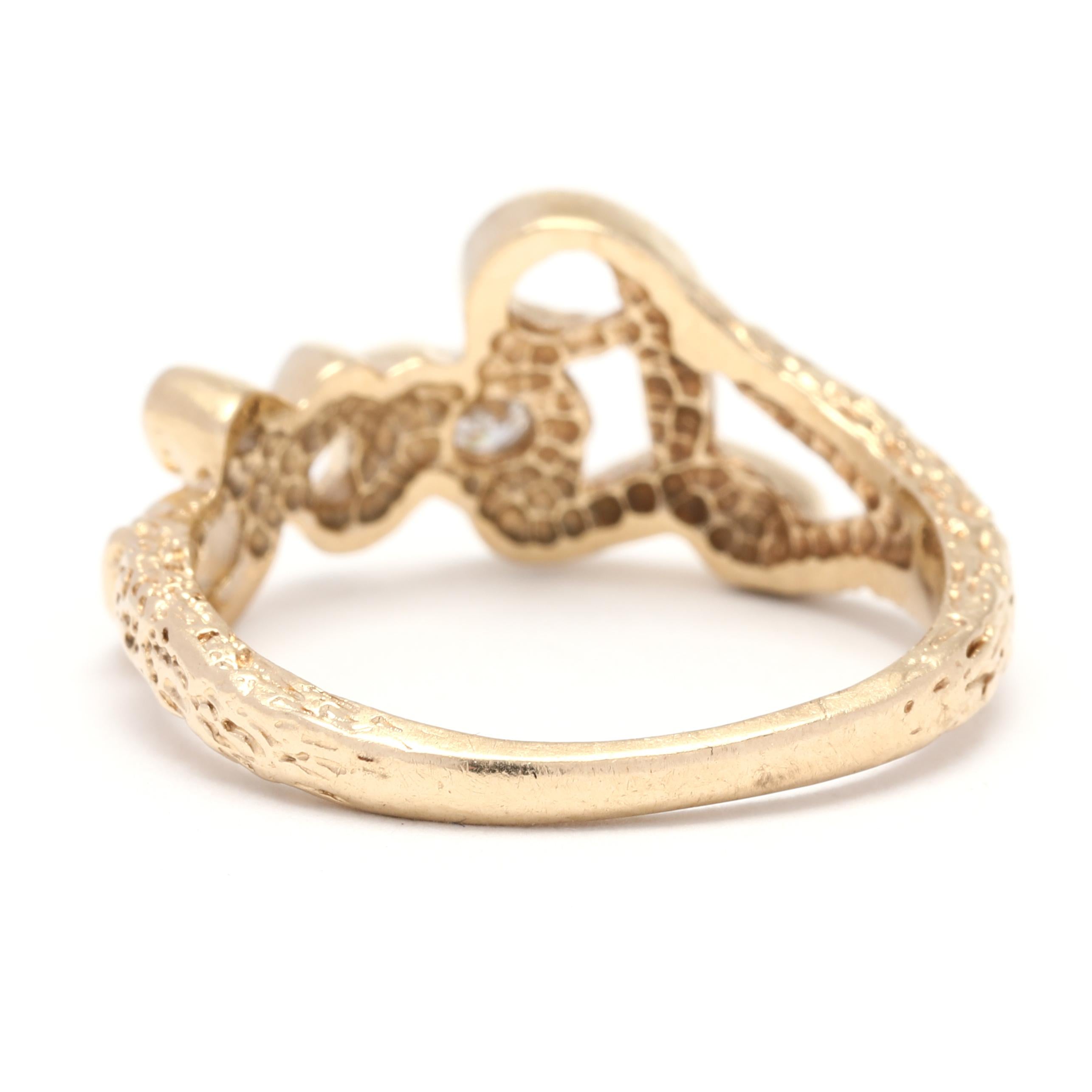 0,10 Karat Diamant Love Ring, 14K Gelbgold, Ring, geschwungener Love Ring (Brillantschliff) im Angebot