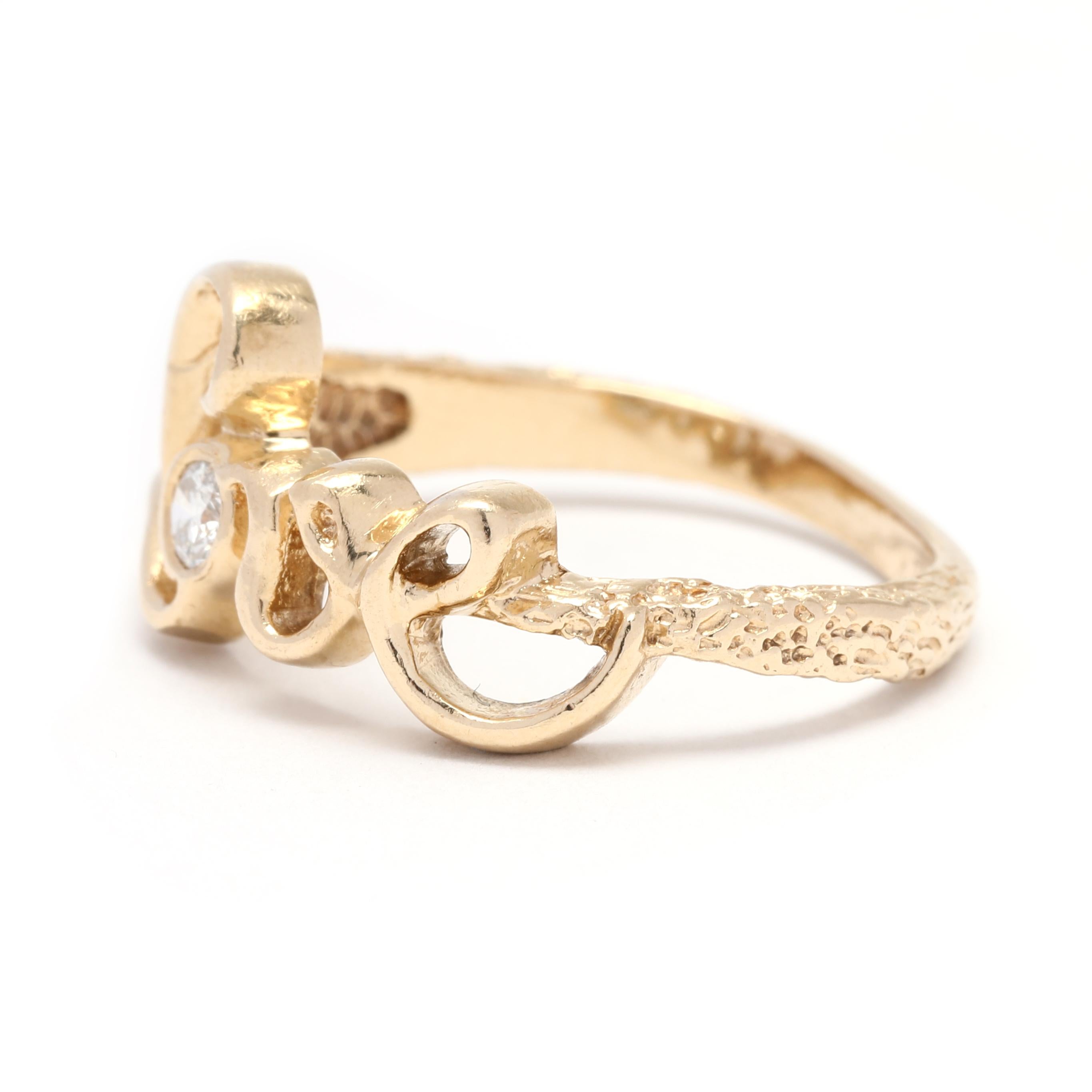 0,10 Karat Diamant Love Ring, 14K Gelbgold, Ring, geschwungener Love Ring im Zustand „Gut“ im Angebot in McLeansville, NC