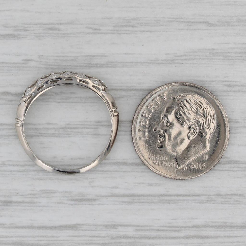 Anello traforato con diamante da 0,10 ct. 900 in platino, misura 5, impilabile in vendita 2