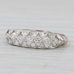 0.10ctw Diamond Openwork Ring 900 Platinum Size 5 Band Wedding Stackable