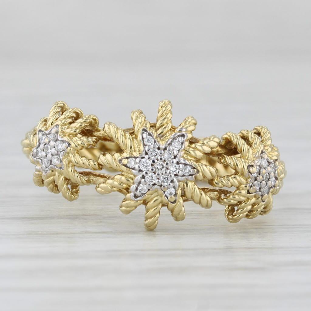 Informations sur les pierres précieuses :
- Diamants naturels -
Total des carats - 0.10ctw
Taille - Brilliante ronde
Couleur - F - G
Clarté - VS2 - SI1

Métal : Or jaune 18k
Poids : 4,8 grammes 
Timbres : DY 750
Hauteur de la face : 10.5 mm 
Hauteur