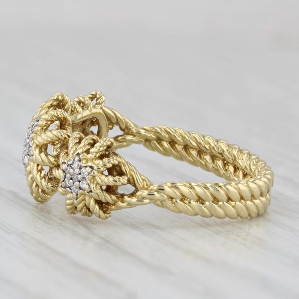 Bague étoile pavée de diamants 0,10 carat, or jaune 18 carats, taille 6,75 en vente 2