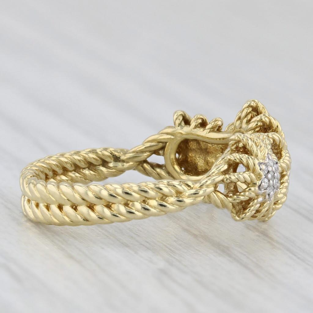 Bague étoile pavée de diamants 0,10 carat, or jaune 18 carats, taille 6,75 en vente 3