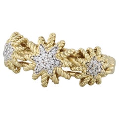 0.10ctw Diamond Pave Starbursts Ring 18k Yellow Gold Size 6.75