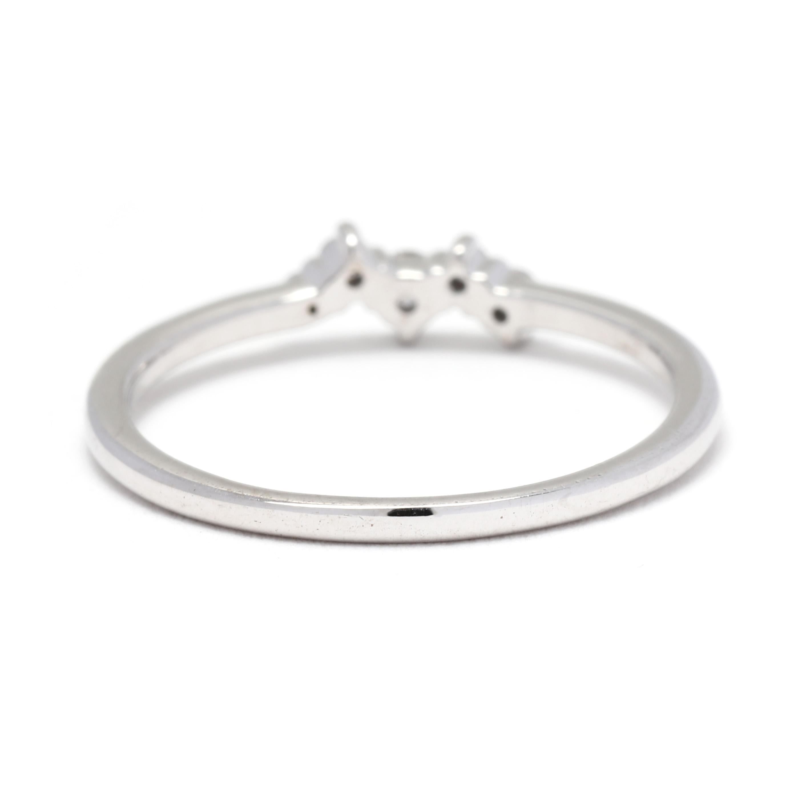 Brilliant Cut 0.10ctw Diamond Scattered Band, 10K White Gold, Ring Size 6.75, Dainty Ring For Sale