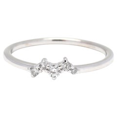 0,10 Karat Diamant Scattered Band, 10K Weißgold, Ring Größe 6,75, Dainty Ring