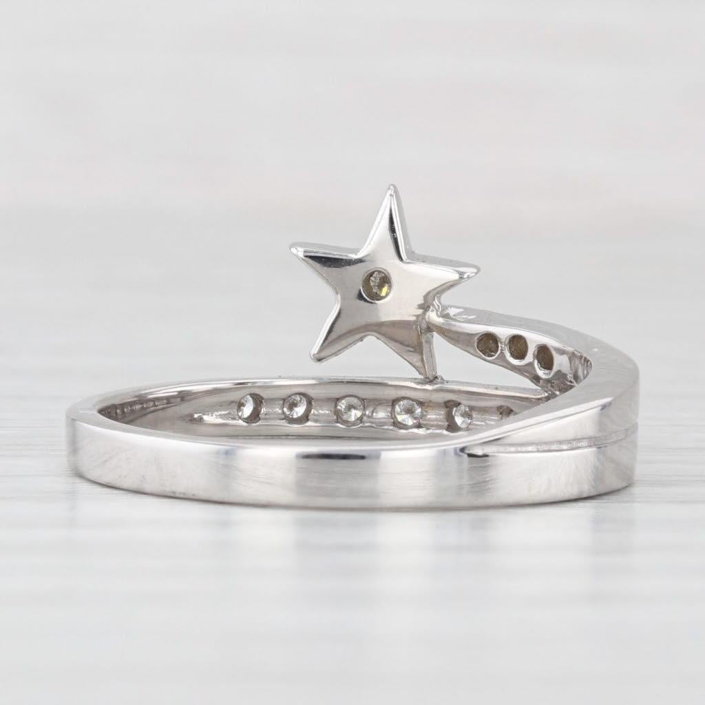 0.10ctw Diamond Shooting Star Ring 14k White Gold Size 8.5 Stackable Corte redondo en venta