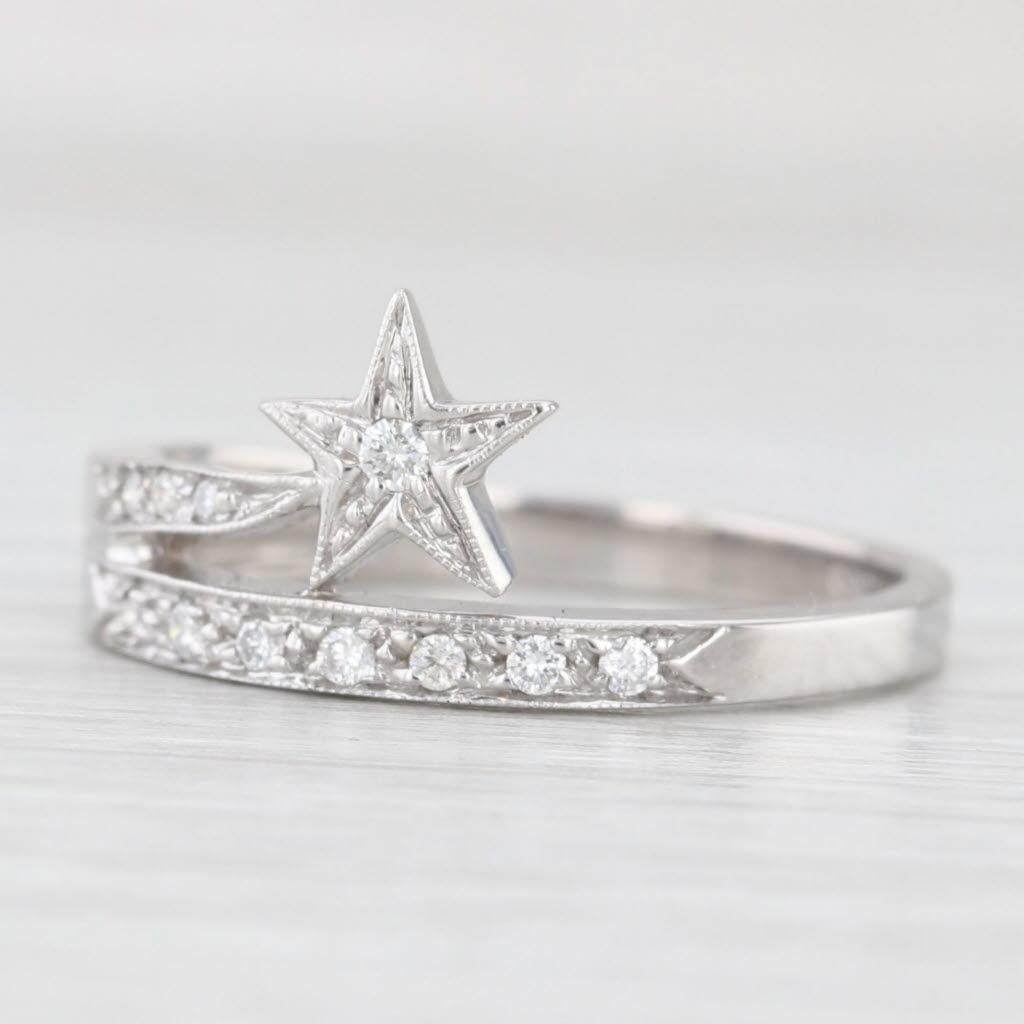 0.10ctw Diamond Shooting Star Ring 14k White Gold Size 8.5 Stackable en venta 1