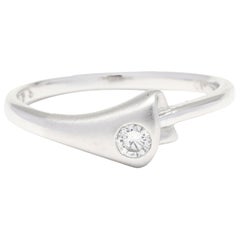 Anello impilabile con diamante da 0,10 carati, platino, misura 6, anello semplice con diamante